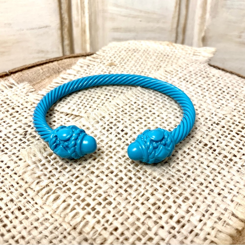 7mm painted cable cuff blue bracelet